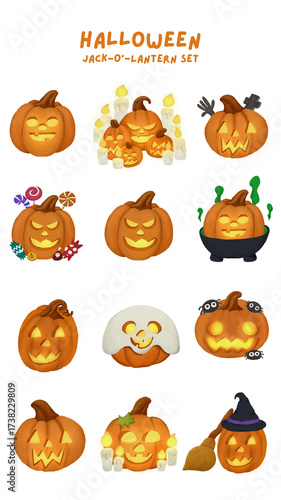halloween pumpkin set. set of halloween pumpkins. jack-o'-lantern. jack-o'-lantern set. cute pumpkins. cute halloween. yellow. halloween. pukpkin. festival. cartoon. scary. spooky. october. horror. 