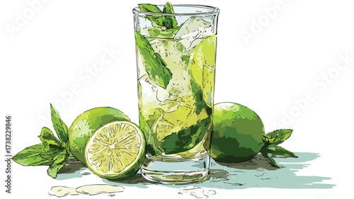 Refreshing Mojito Lime Juice Drink Vector Illustration for Creative Projects