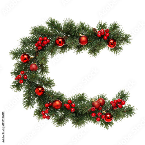 Wallpaper Mural Festive christmas wreath with red ornaments and pine cones isolated on black isolated on transparent background Torontodigital.ca