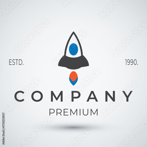 Rocket logo design template suitable for tech and internet business