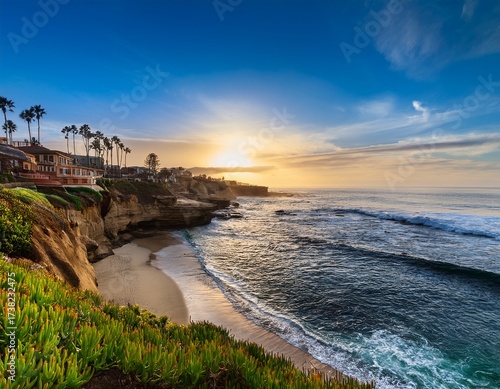 view of la jolla cove during sunrise