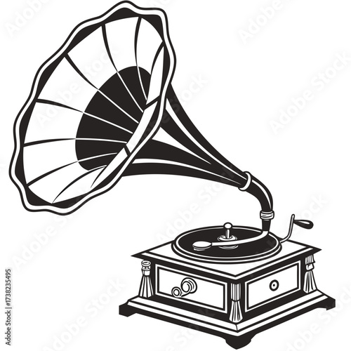 Vintage gramophone illustration for music and nostalgia