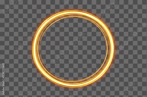 Gold Neon Ring with Smooth Glowing Trails effect