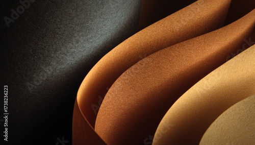 Layered, textured fabrics in warm tones