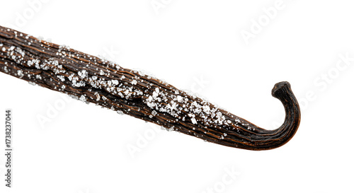 Vanilla Bean Pod with Crystallized Vanillin, Macro View of Aromatic Spice