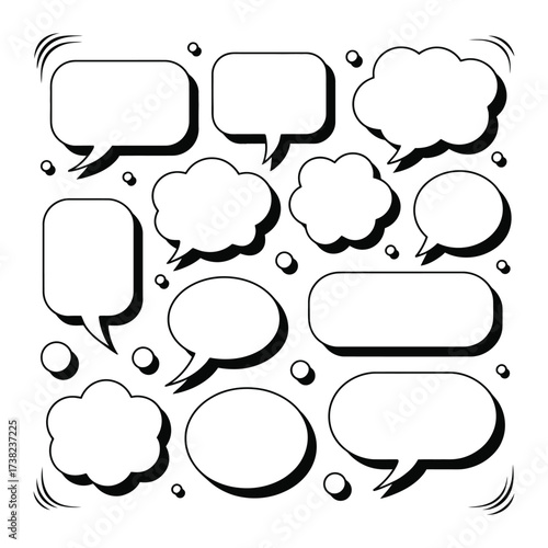 Collection of comic speech bubbles. 