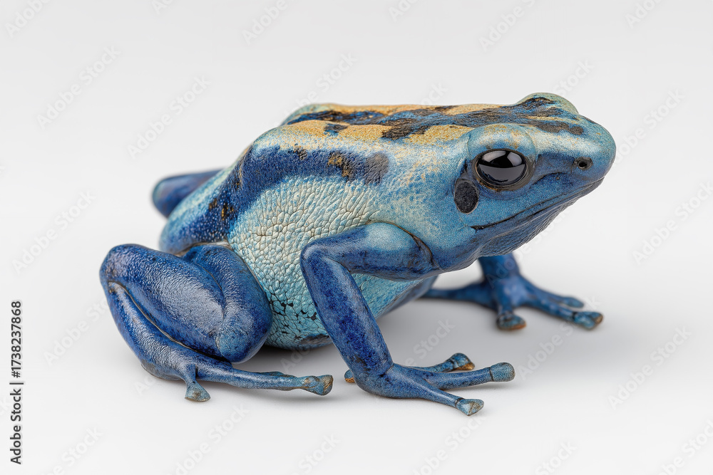 Obraz premium Blue poison dart frog standing on white background