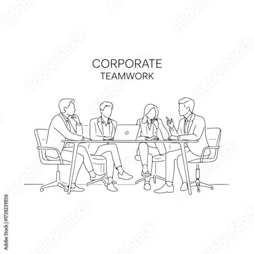 Corporate Business Teamwork Outline Vector Set