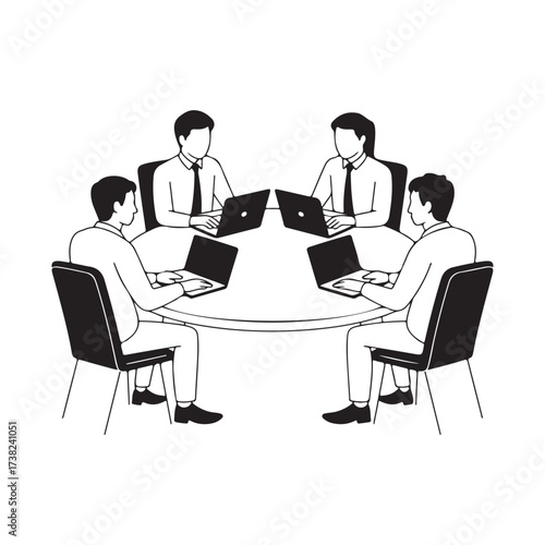 Business Discussion Outline Vector (Three People)