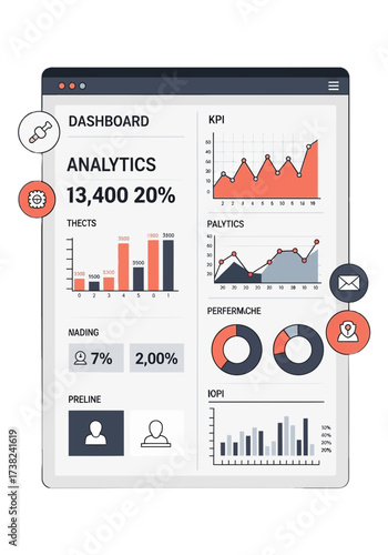 Modern Flat Design Business Data Analytics Dashboard