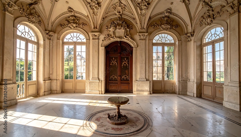 Obraz premium Grand hall with arched windows
