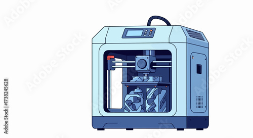 Modern 3D Printer Illustration Printing Technology and Innovation for Creative Design