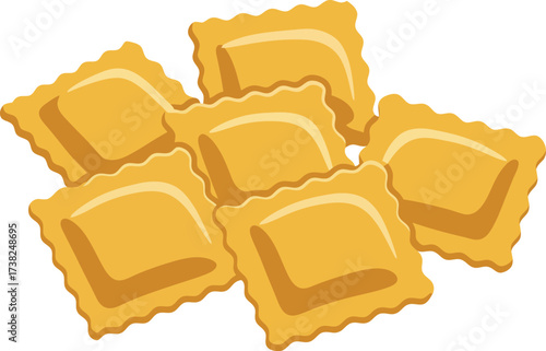 Simple Flat Design Ravioli Pasta Delicious Cuisine Traditional Food Item