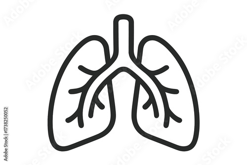 Lungs icon vector. Respiratory system, breathing organ symbol. Pulmonology, medical, health care concept. Anatomy linear pictogram. Healthy lung logotype design element.