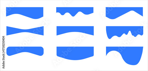 Collection of dividers shape templates. Curve Lines, Wave Collection of Abstract Design Element. Modern separator header for website and app. Vector illustration