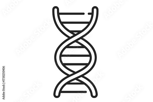 Simple black DNA double helix icon vector, genetic structure symbol, biology and science concept, molecular genetics illustration, biotechnology emblem, scientific research logo