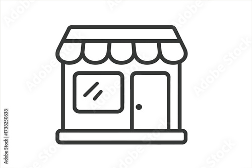 Store front icon. Shop, retail, and marketplace concept. Linear vector illustration for e-commerce, online shopping, and business. Building facade outline symbol. Market.
