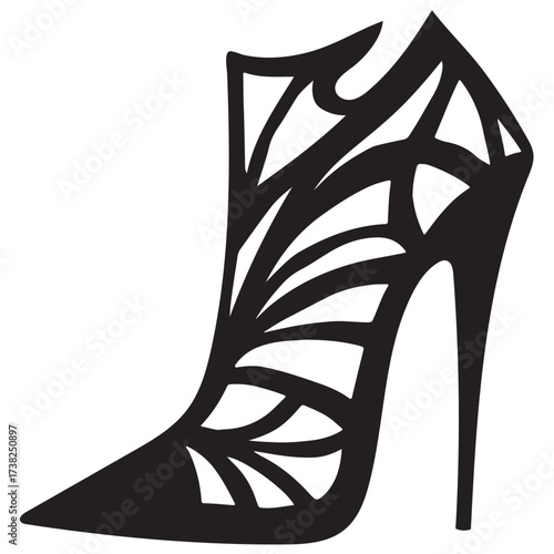 Stylized High Heel Shoe Silhouette – Abstract Fashion Vector

