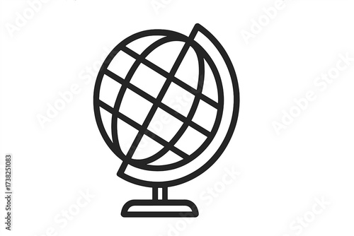 Globe icon vector. World map outline symbol. Planet Earth line art illustration for geography, travel, or global business concept. International communication & network sign.