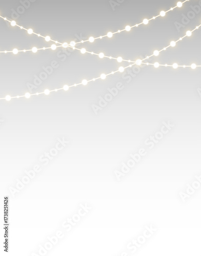 Transparent PNG. Golden festoon lights in glowing style for winter celebration.

