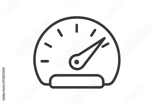 Speedometer line icon. Performance measurement and speed test symbol. Fast progress gauge for dashboard. Vector illustration of velocity and acceleration indicator cartoon.