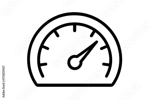 Speedometer line icon, vector gauge symbol. Dashboard element for car speed measurement. Tachometer, counter, indicator of performance, fast internet test. Simple meter.