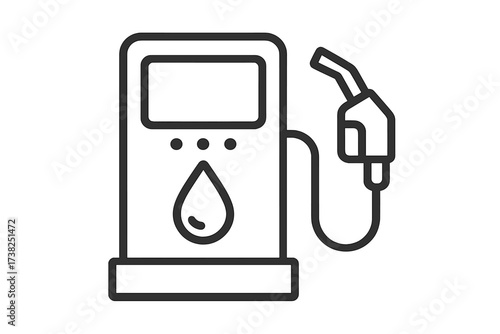 Gas station pump icon with nozzle. Fuel, petrol, diesel concept. Linear vector illustration for refueling service. Automotive energy symbol. Outline pictogram for transport.