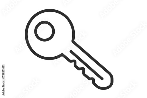 Key icon vector. Linear symbol for security, safety, and access. Simple outline illustration for concepts like solution, opportunity, privacy, or password. Isolated graphic element.