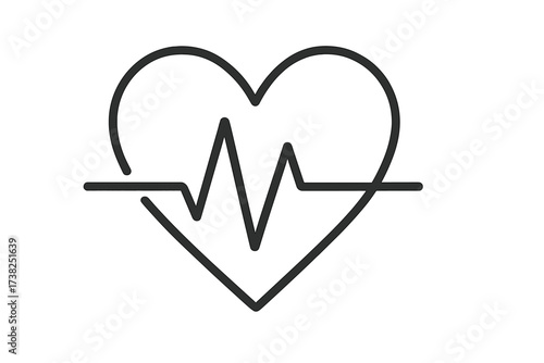 Heartbeat icon with cardiogram line. Health and medicine concept. Heart pulse symbol for cardiology, healthcare, and medical logo. Vector graphic for life and wellness rhythm.
