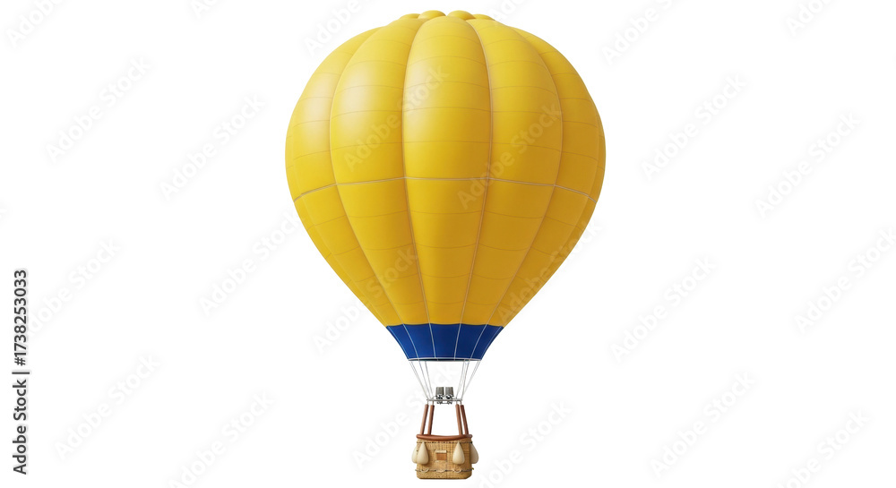 Naklejka premium Isolated yellow hot air balloon for travel and recreation, romantic adventure concept