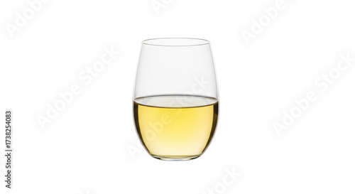 Fotografie Isolated glass half full with golden white wine, a simple elegant drinking vesse