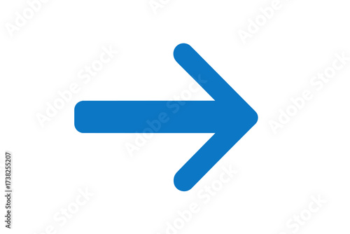 Vector arrow icon for web design, logo, app, UI. Blue pointer symbol. Trendy flat style element. Next, forward, right, direction sign. Navigation button isolated on white background.