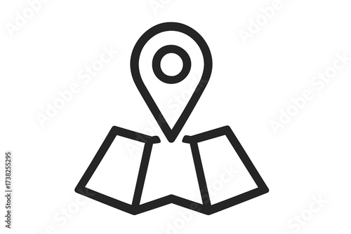 Map location pin icon. Vector line navigation symbol. GPS marker for position and destination. Simple outline sign for web, app, UI design. Travel, route, place finding concept.