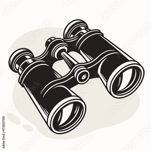 Monochrome binoculars illustration for adventure
