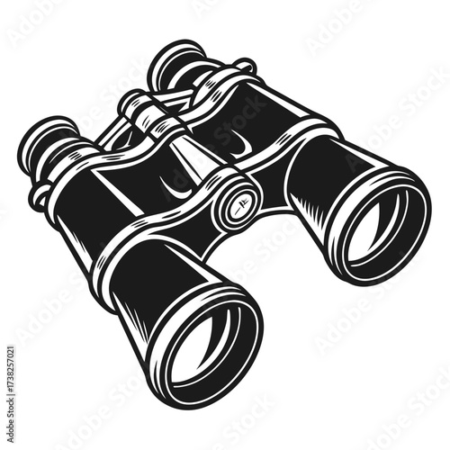 Monochrome binoculars illustration for exploration