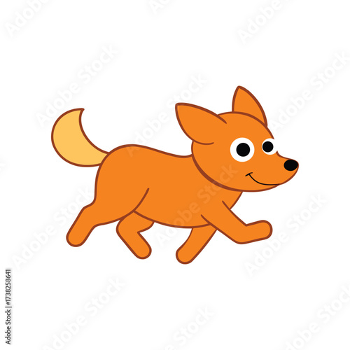 a dog is runing happily on white background