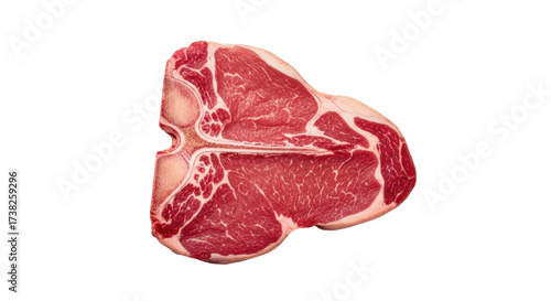 Isolated T-bone steak for grilling preparation, uncooked marbled beef cut, raw porterhouse