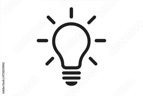 Lightbulb icon vector. Concept of a big idea. Creativity, innovation, inspiration, invention and discovery. Business solution or startup. Shining lamp. Energy and power symbol.