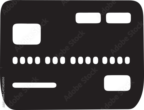 Stylized White Credit Card Icon on Black Background debit card payment