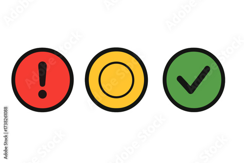 Yes No Choice Meter with Yellow Button, Red Warning and Green Checkmark Icons, Vector Concept Illustration for Decision Making, Approval, Rejection Symbols, Transparent Background