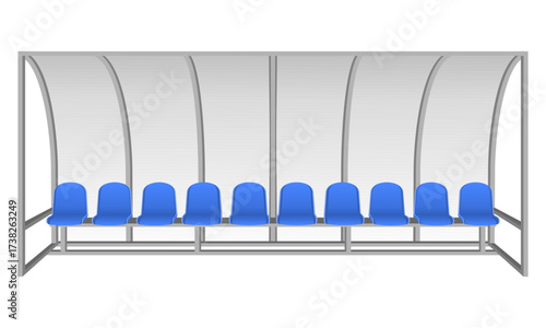 football substitute player bench front view vector illustration isolated on white background.