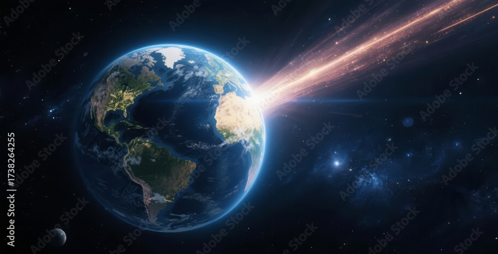 Fototapeta premium Space Day Earth space exploration laser communication technology military background