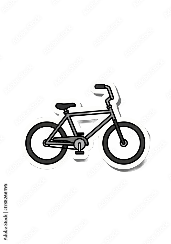 Fototapeta premium Simple Flat Design Bicycle Icon in Grayscale