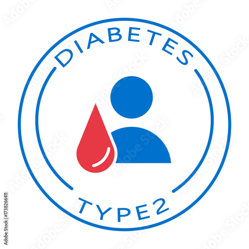 Diabetes Type 2 Test Badge Vector Icon