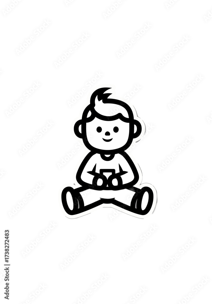 Fototapeta premium Cute Cartoon Boy Playing Video Games Vector Sticker