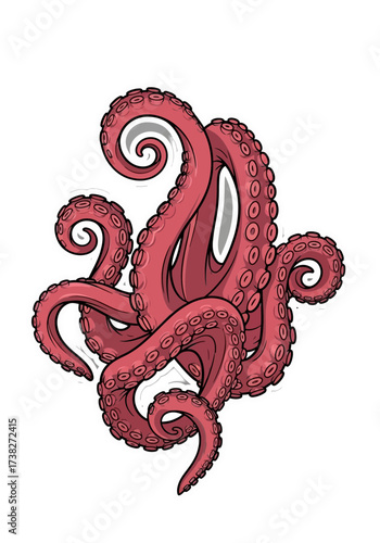 Stylized Cartoon Octopus Tentacles Vector Illustration Sticker