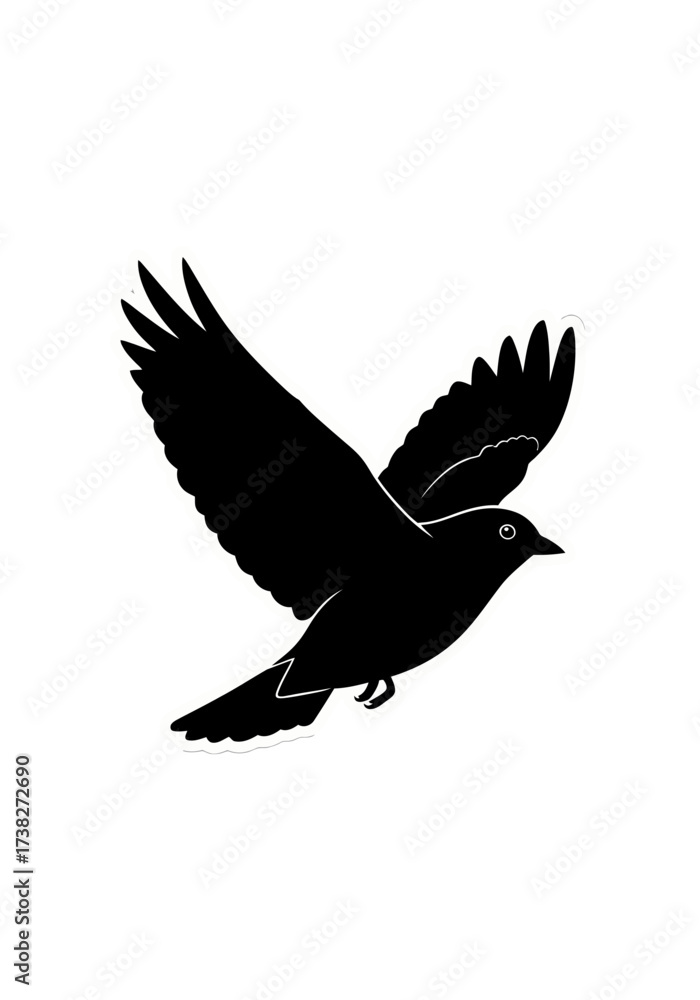 Fototapeta premium Minimalist Flying Bird Silhouette Graphic Vector Art