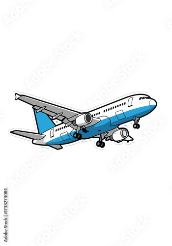 Cartoon Passenger Jet Airplane Flying Vector Illustration