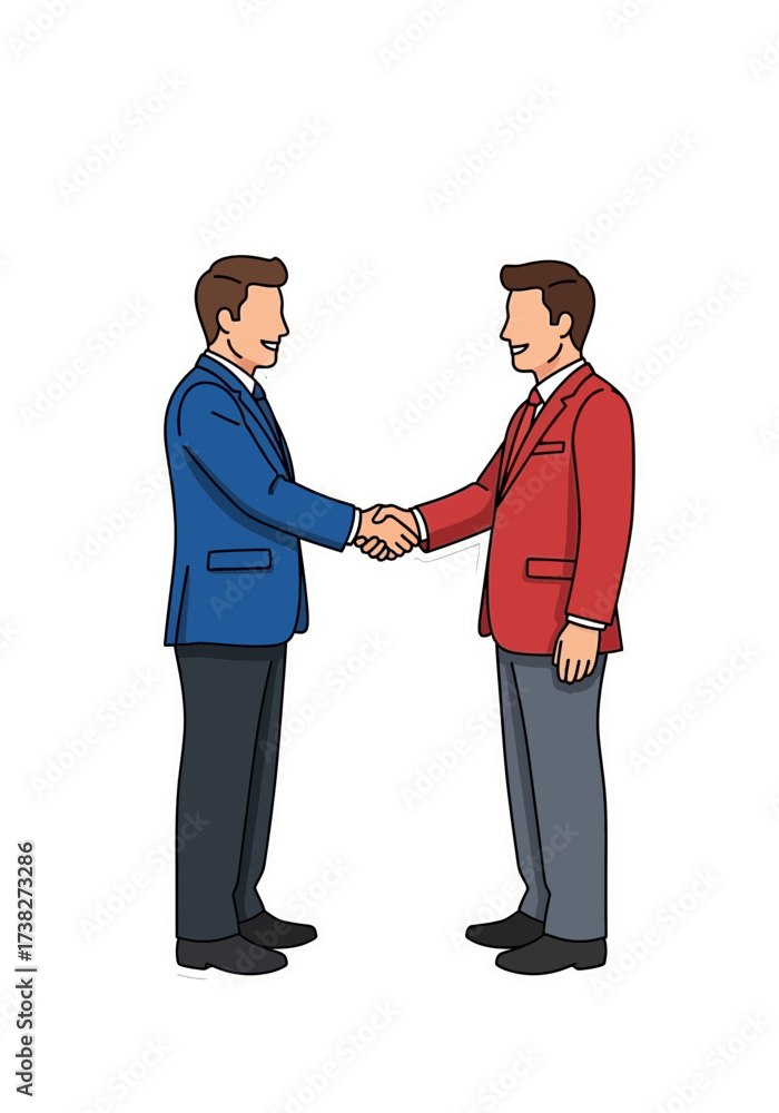 Fototapeta premium Two Businessmen Shaking Hands Flat Vector Illustration