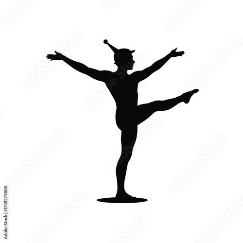 Dynamic silhouette of a dancer in mid pose with arms extended